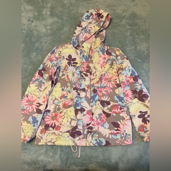 Floral Mossimo Supply Co. cotton canvas hooded jacket medium - Picture 2 of 4